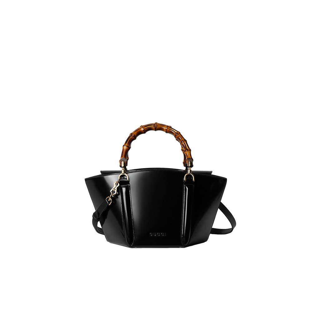 Small bamboo top handle tote bag