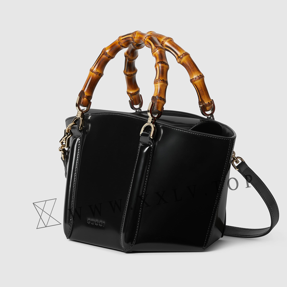 Small bamboo top handle tote bag - Image 2