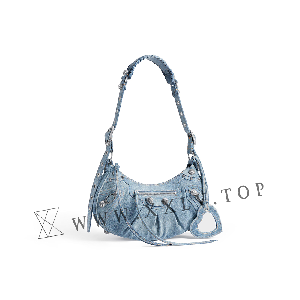 Women's Le Cagole Large Shoulder Bag Denim in Blue - Image 3