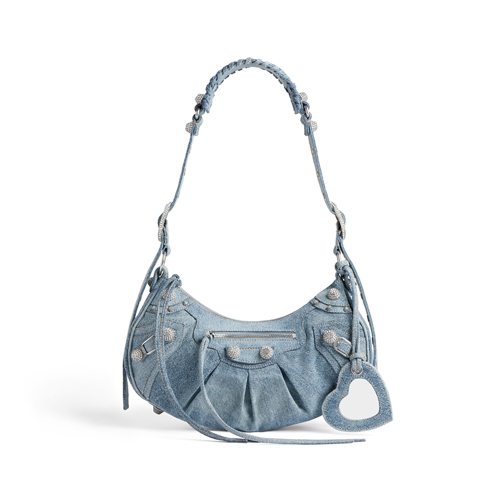 Women's Le Cagole Large Shoulder Bag Denim in Blue
