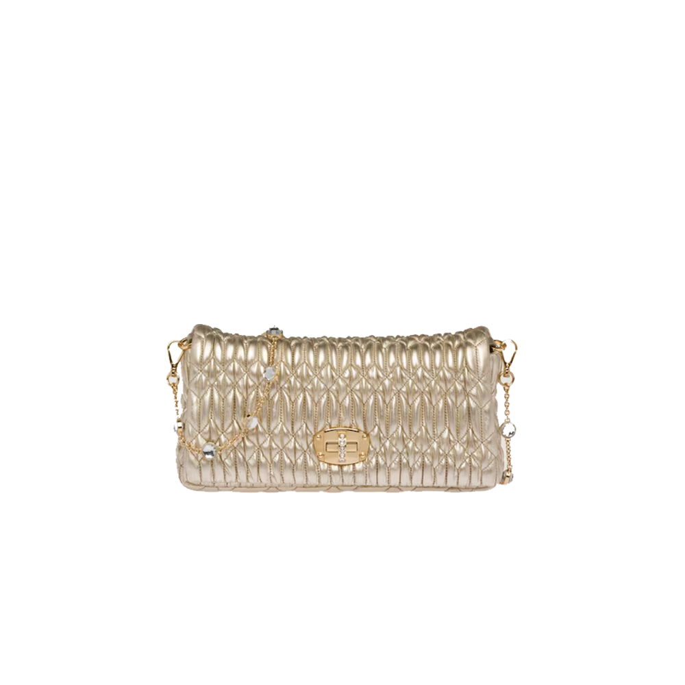 Miu Crystal Cloqué Nappa leather bag