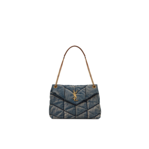 PUFFER MEDIUM in suede and denim