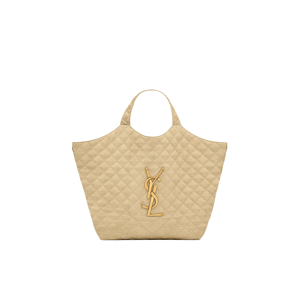 ICARE maxi shopping bag in quilted nubuck suede