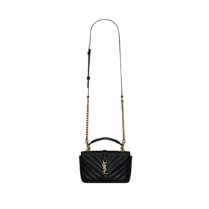 COLLEGE mini chain bag in shiny crackled leather