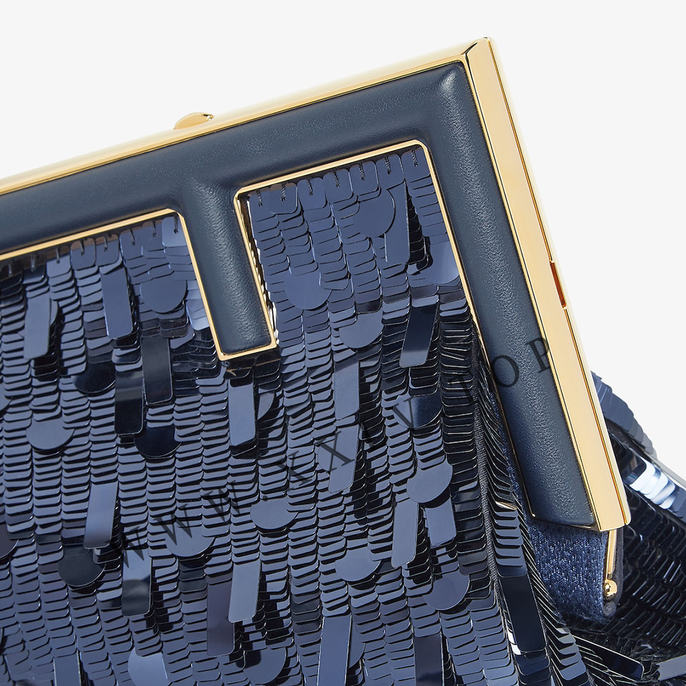 Fendi First Small Bag embroidered with blue sequins - Image 2