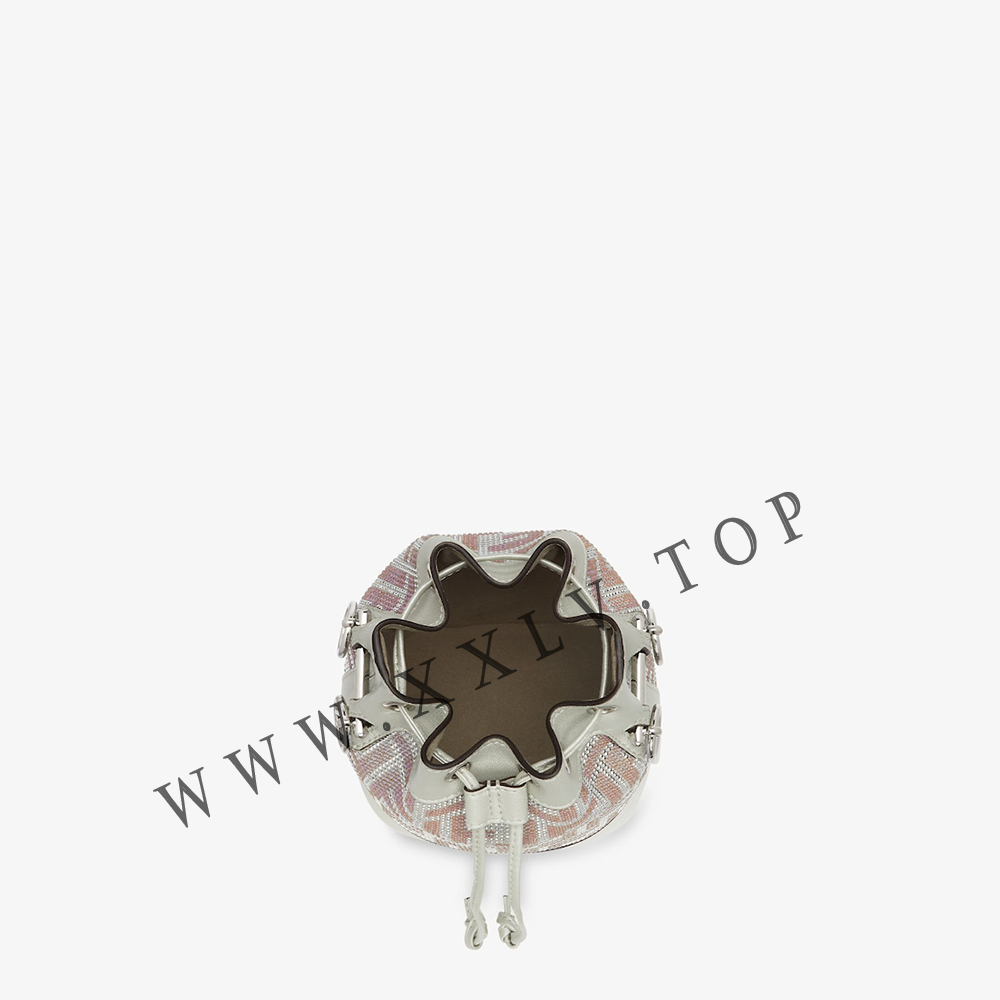 Mon Tresor Suede mini bag with FF in iridescent crystals and studs - Image 3