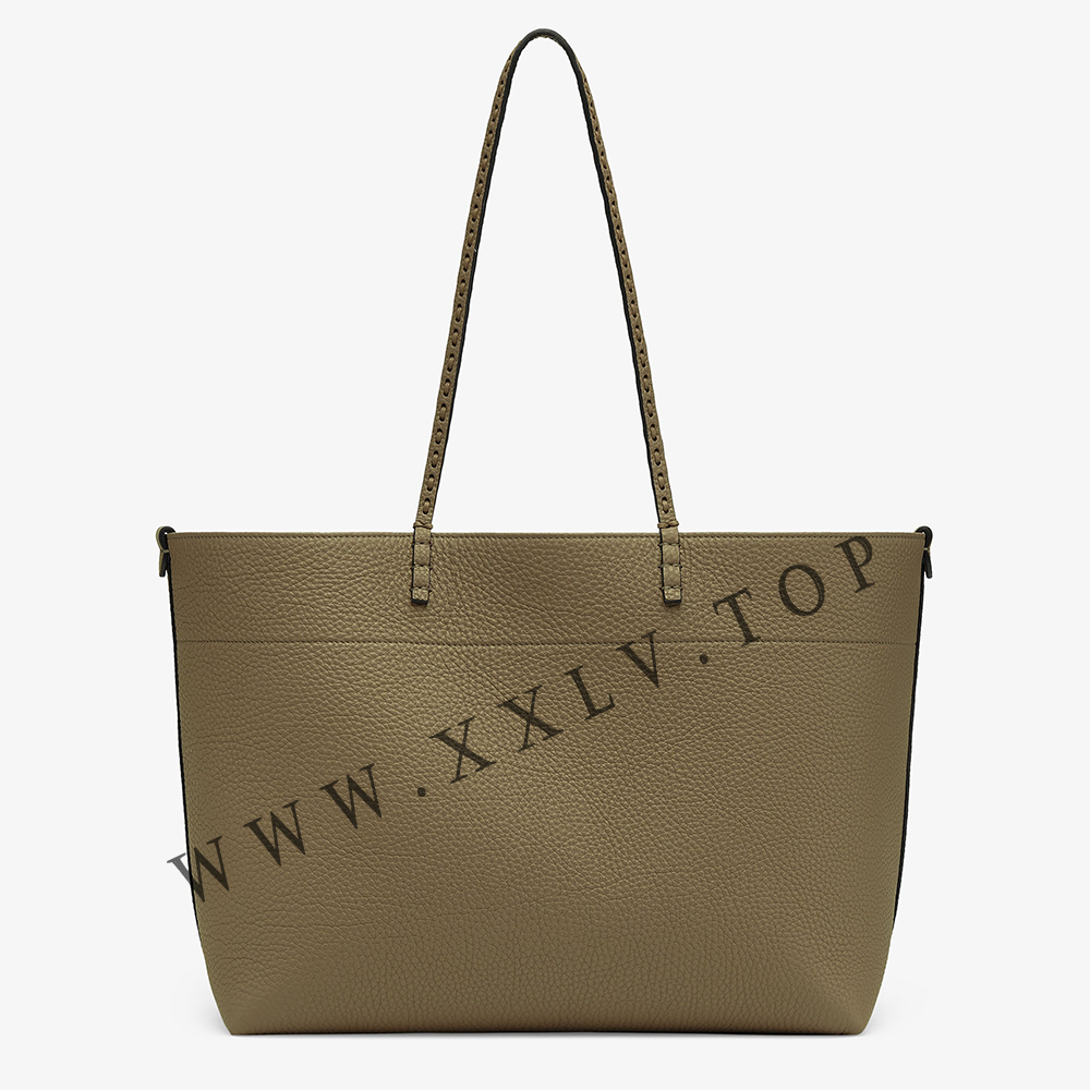 Medium Roll Bag Green Selleria shopper with 218 hand-sewn topstitches - Image 4
