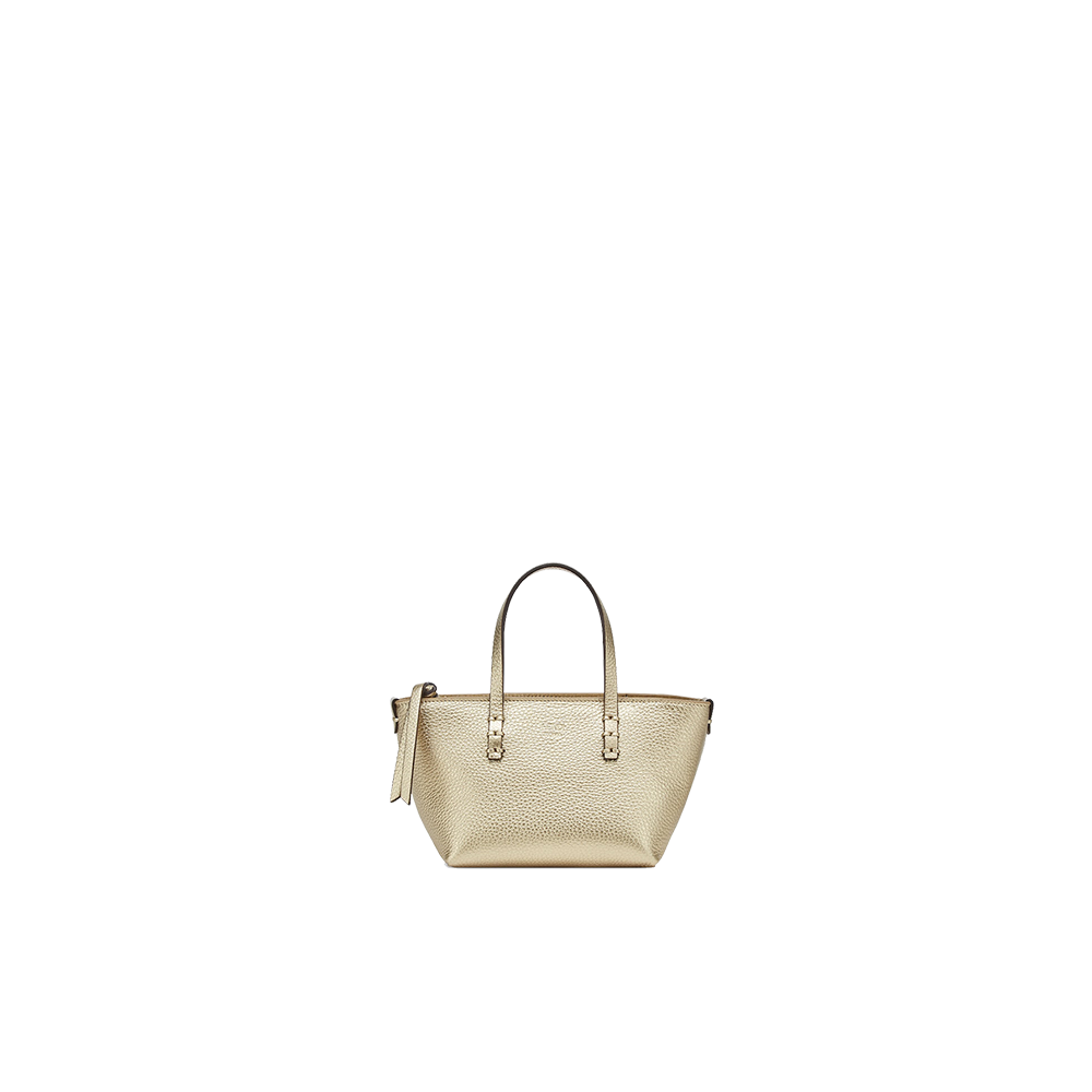 Roll Mini Champagne-colored Selleria mini-bag with 62 hand-sewn topstitches