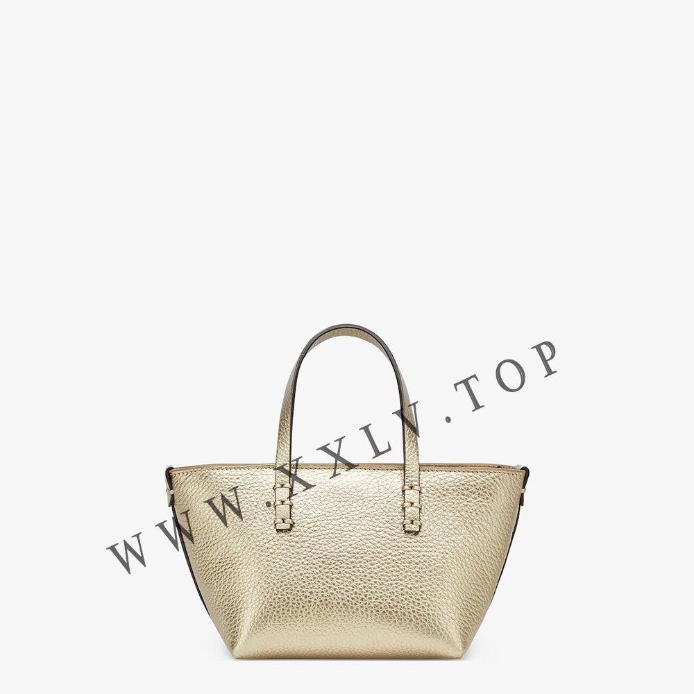 Roll Mini Champagne-colored Selleria mini-bag with 62 hand-sewn topstitches - Image 4