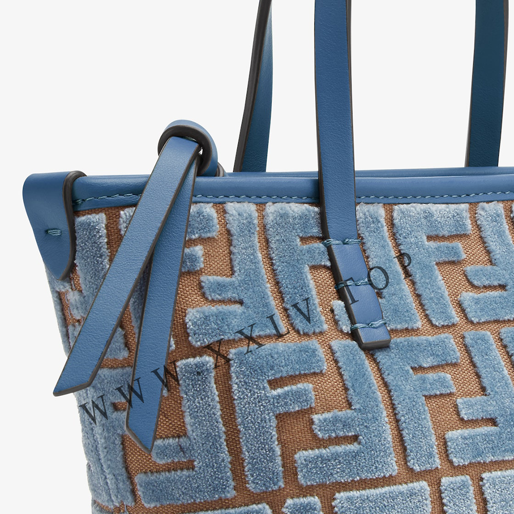 Roll Mini Light blue FF jacquard velvet mini bag - Image 2