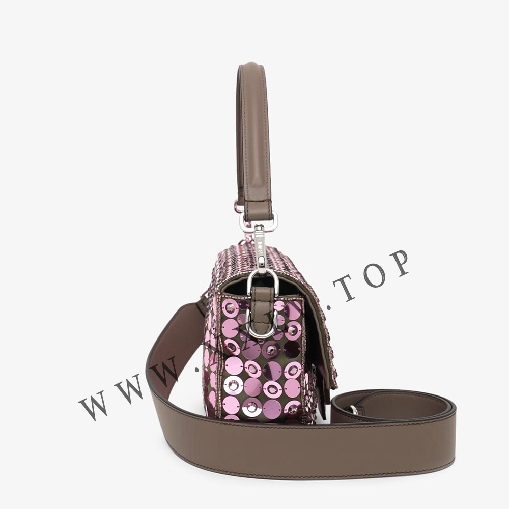 Baguette Bag embroidered with pink sequins and rhinestones - Image 3