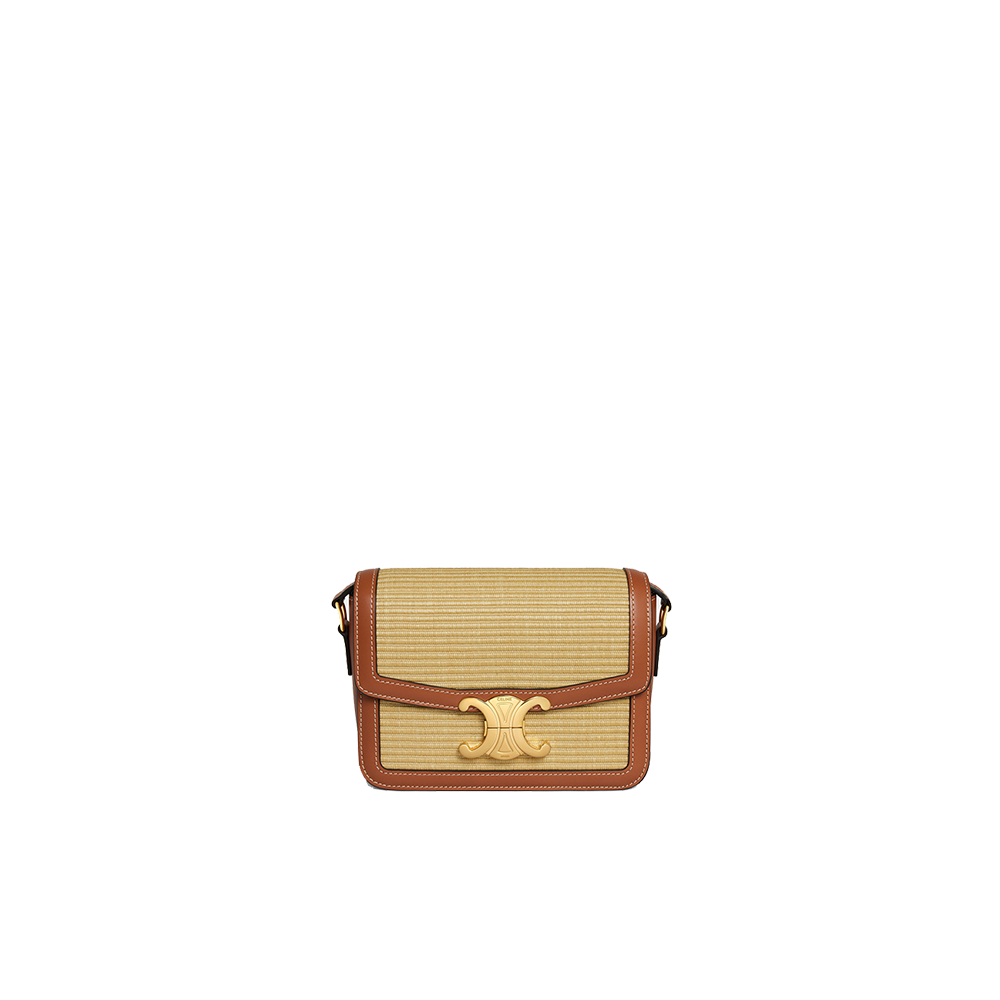 TEEN TRIOMPHE BAG in RAFFIA EFFECT TEXTILE and calfskin