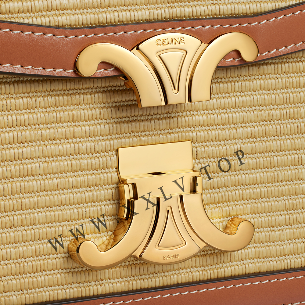 TEEN TRIOMPHE BAG in RAFFIA EFFECT TEXTILE and calfskin - Image 3