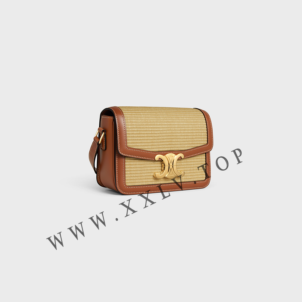 TEEN TRIOMPHE BAG in RAFFIA EFFECT TEXTILE and calfskin - Image 4