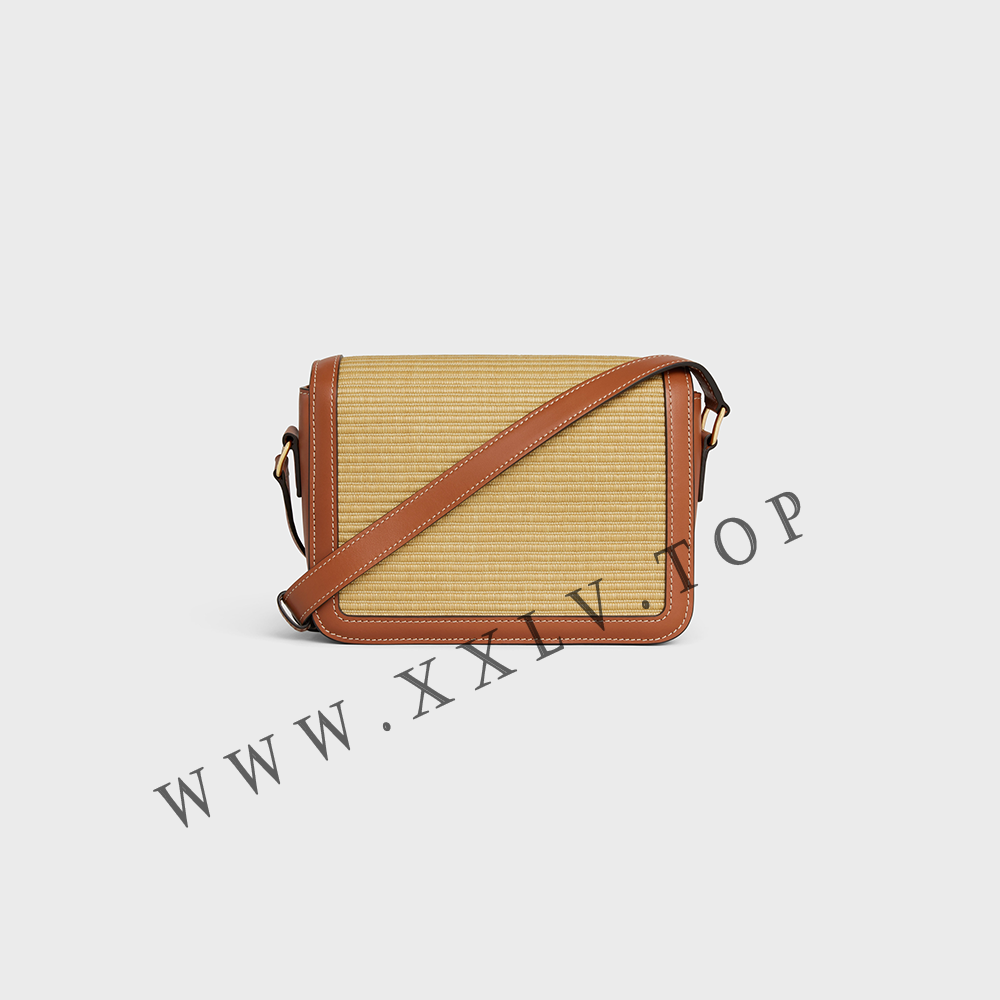 TEEN TRIOMPHE BAG in RAFFIA EFFECT TEXTILE and calfskin - Image 5