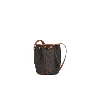 Small Drawstring bag in Triomphe Canvas and calfskin