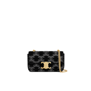 CHAIN SHOULDER BAG CLAUDE in SUEDE CALFSKIN WITH TRIOMPHE STRASS