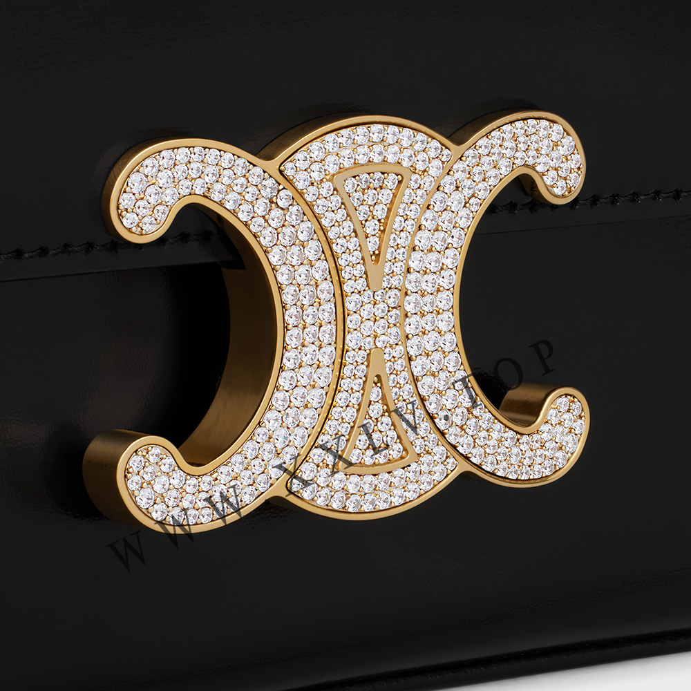CHAIN SHOULDER BAG CLAUDE WITH STRASS CLOSURE in shiny calfskin - Image 2