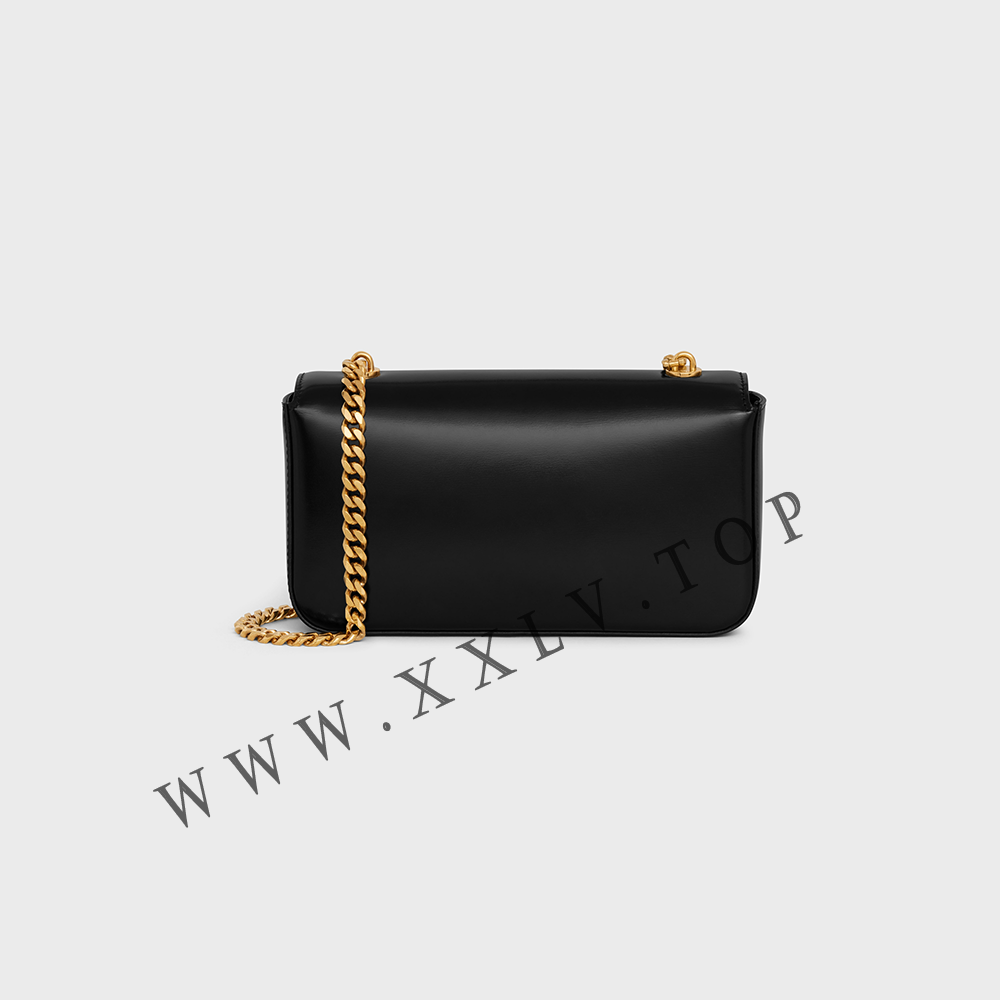 CHAIN SHOULDER BAG CLAUDE WITH STRASS CLOSURE in shiny calfskin - Image 5