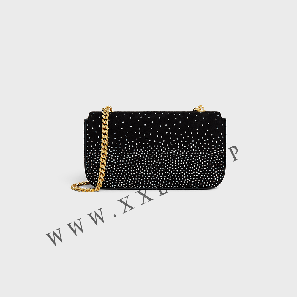 CHAIN SHOULDER BAG CLAUDE in SUEDE GOATSKIN WITH STRASS - Image 5