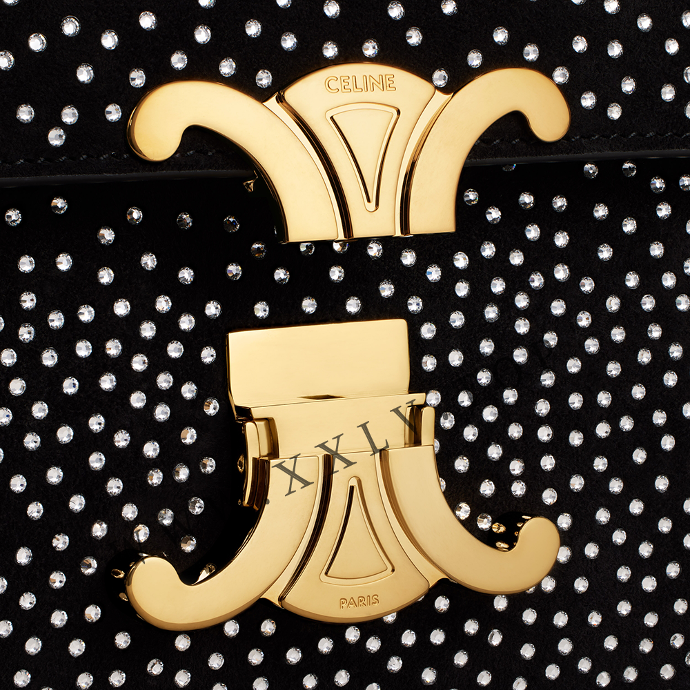 CHAIN SHOULDER BAG CLAUDE in SUEDE GOATSKIN WITH STRASS - Image 3
