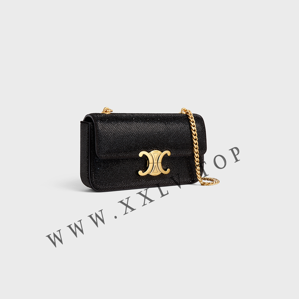 CHAIN SHOULDER BAG CLAUDE in SUEDE CALFSKIN WITH STRASS - Image 5