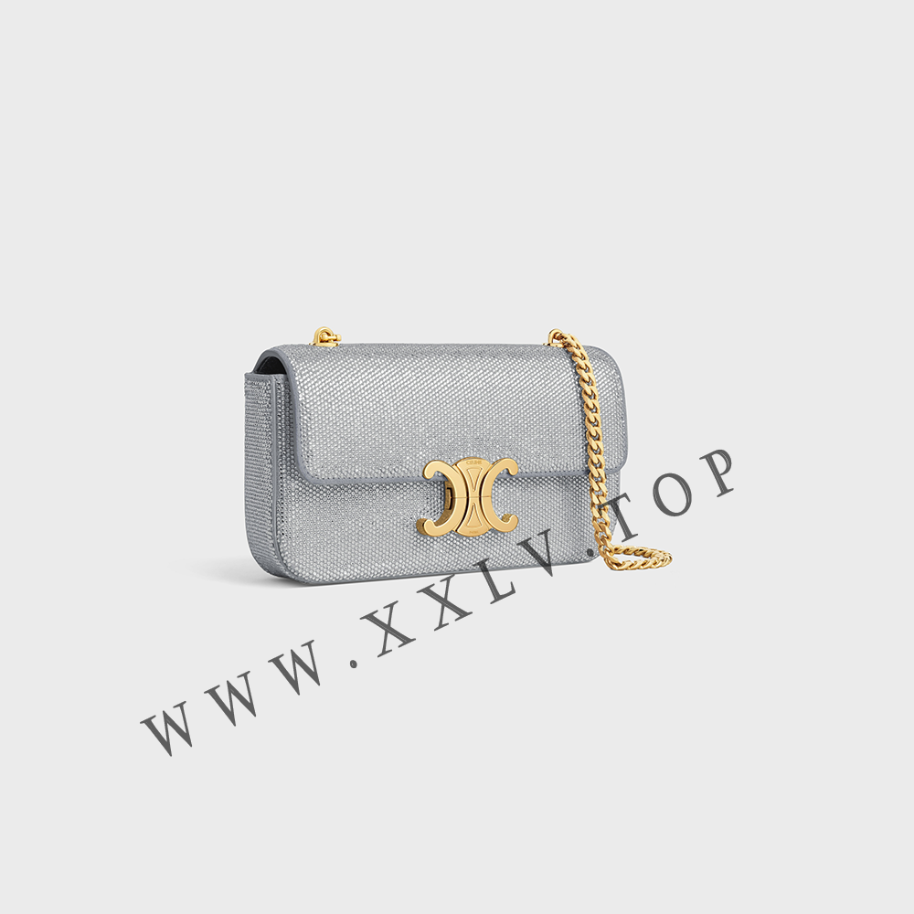 CHAIN SHOULDER BAG CLAUDE in SUEDE CALFSKIN WITH STRASS - Image 5