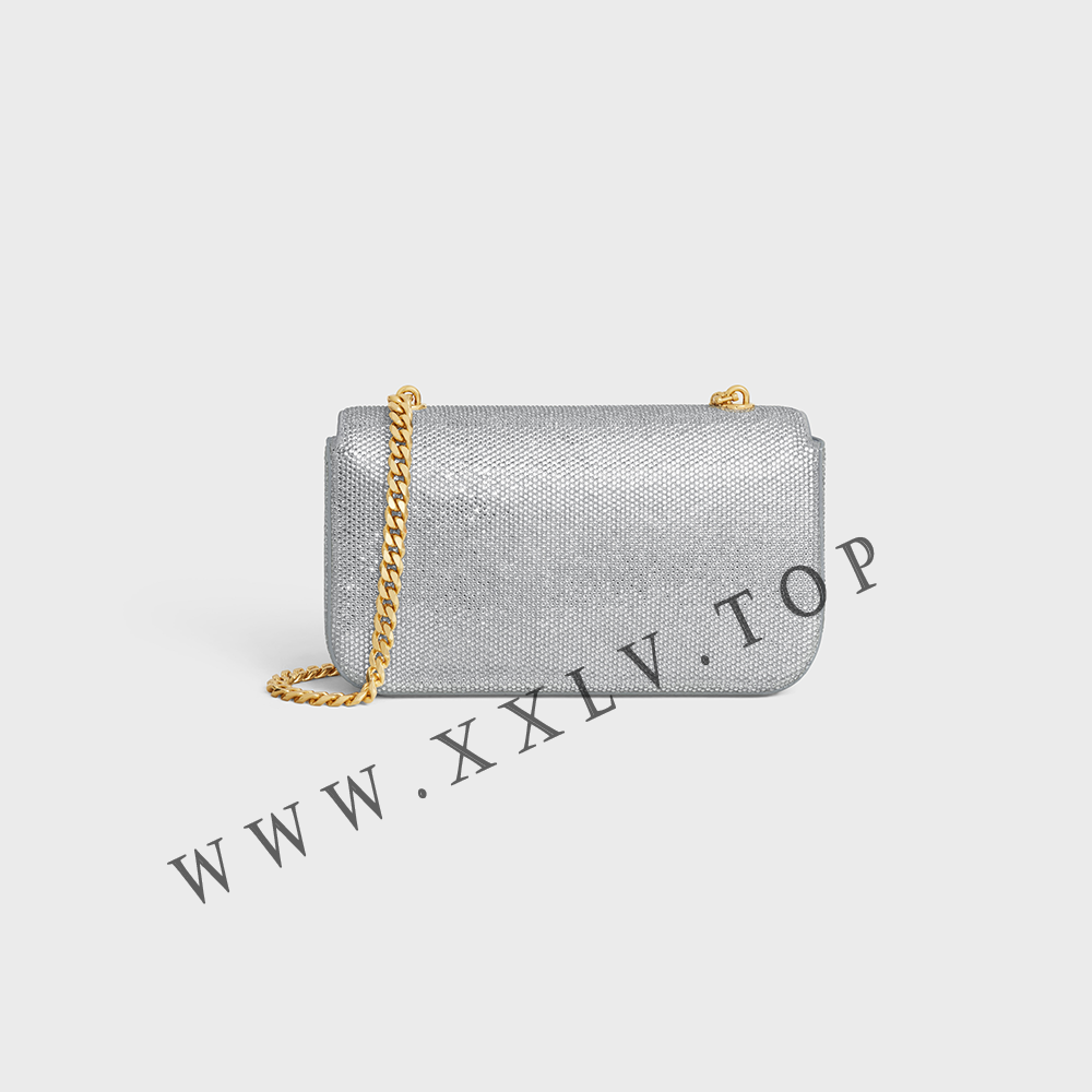 CHAIN SHOULDER BAG CLAUDE in SUEDE CALFSKIN WITH STRASS - Image 4