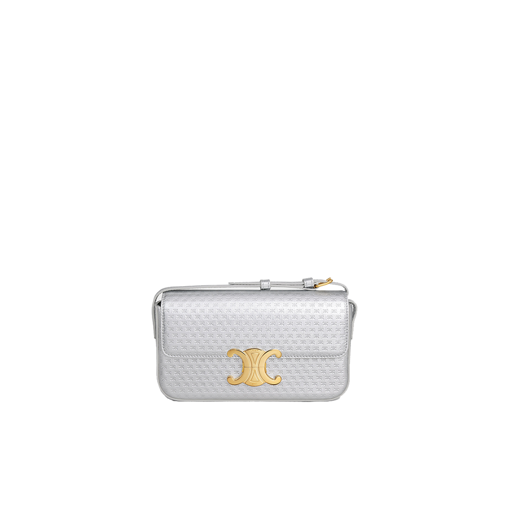 SHOULDER BAG CLAUDE in LAMINATED CALFSKIN WITH TRIOMPHE ALL-OVER