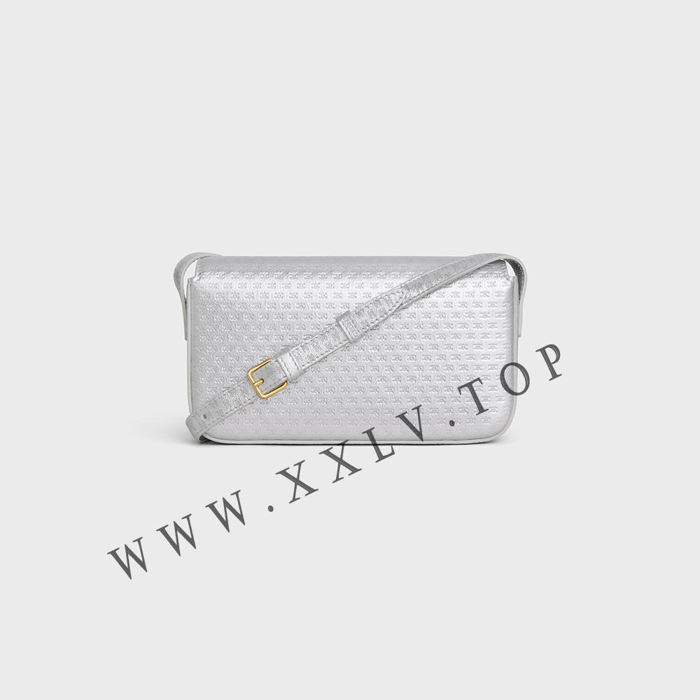 SHOULDER BAG CLAUDE in LAMINATED CALFSKIN WITH TRIOMPHE ALL-OVER - Image 5