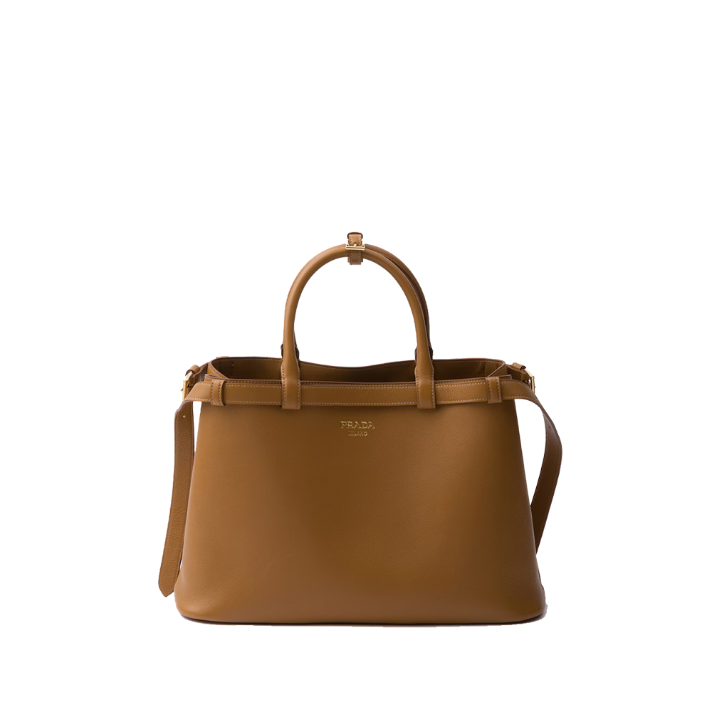 Prada Buckle medium leather handbag with double belt