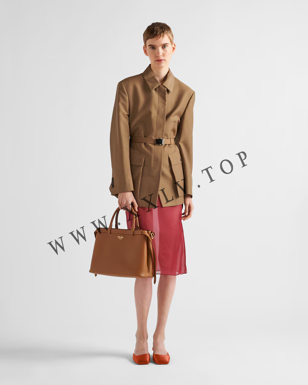 Prada Buckle medium leather handbag with double belt - Image 4