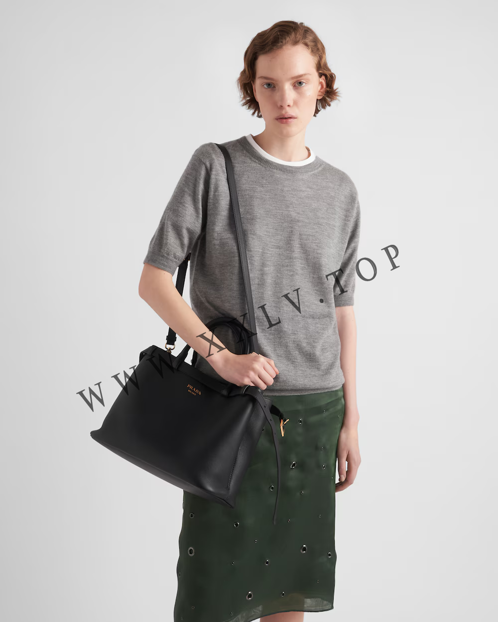 Prada Buckle medium leather handbag with double belt - Image 4