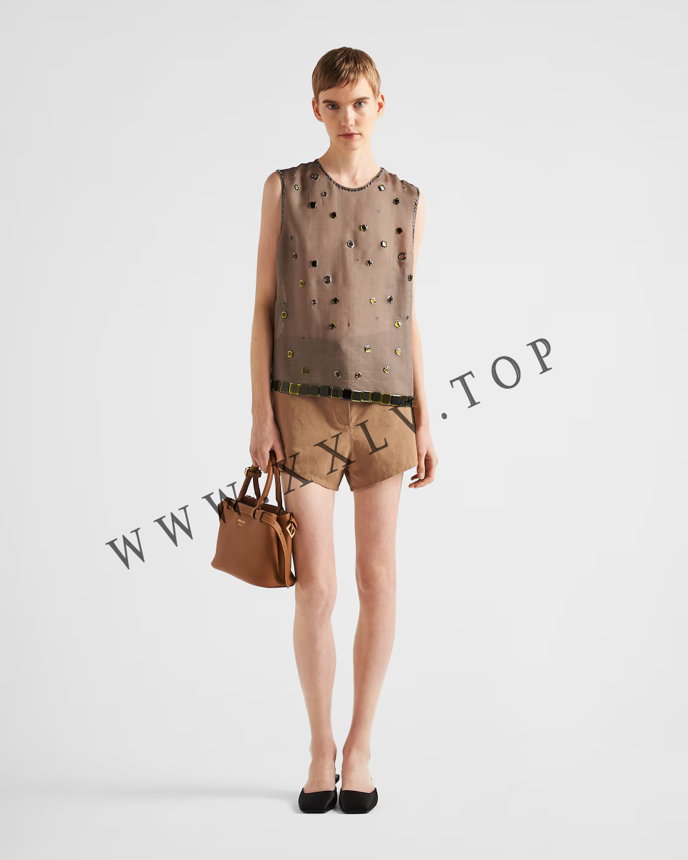 Prada Buckle small leather handbag with double belt - Image 5
