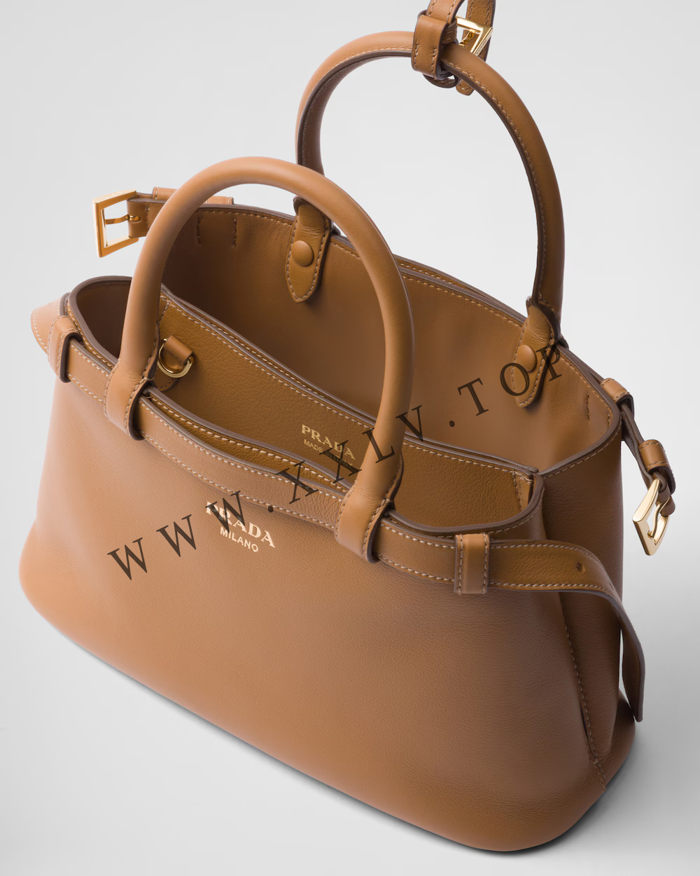 Prada Buckle small leather handbag with double belt - Image 3