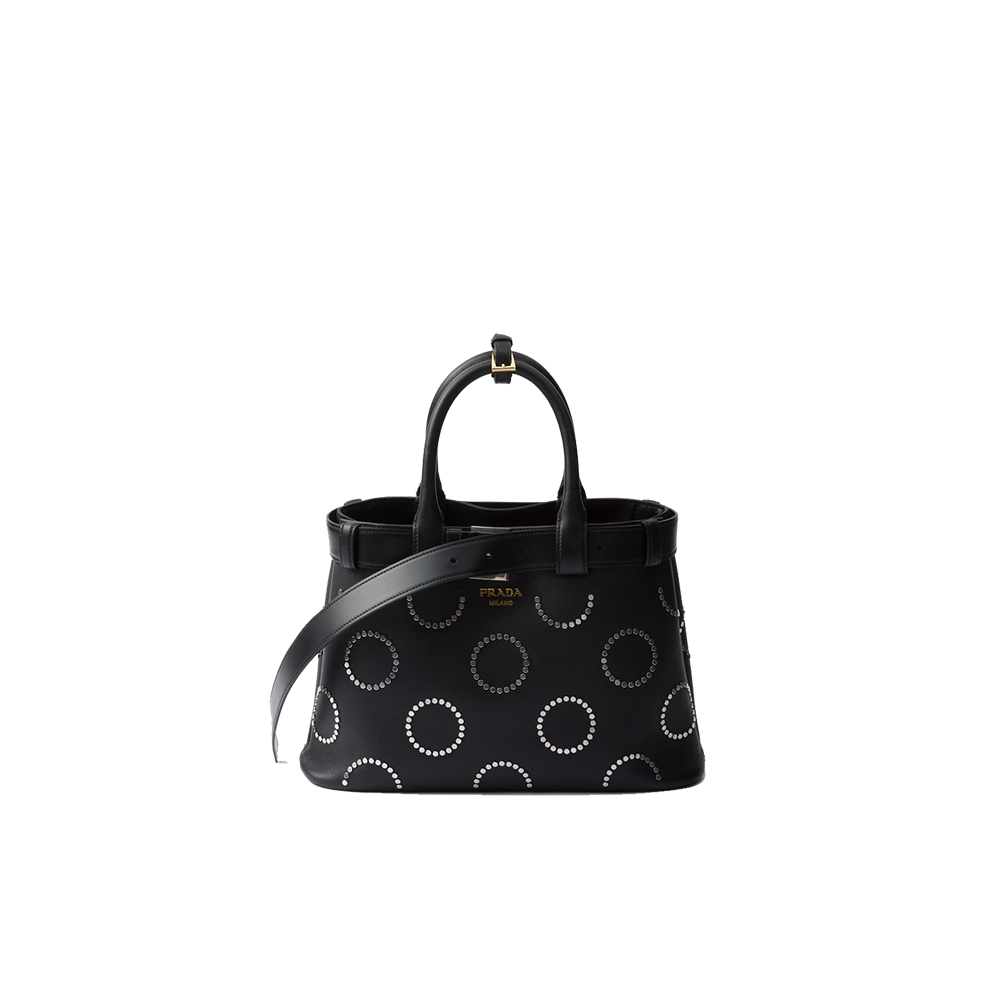 Prada Buckle small leather bag with appliqués