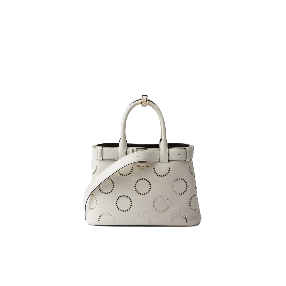 Prada Buckle small leather bag with appliqués