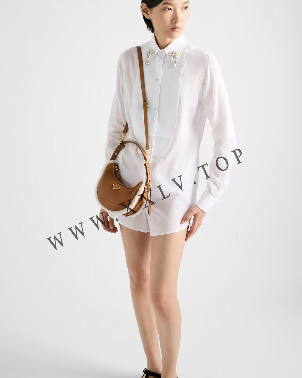 Prada Arqué small shearling shoulder bag - Image 5
