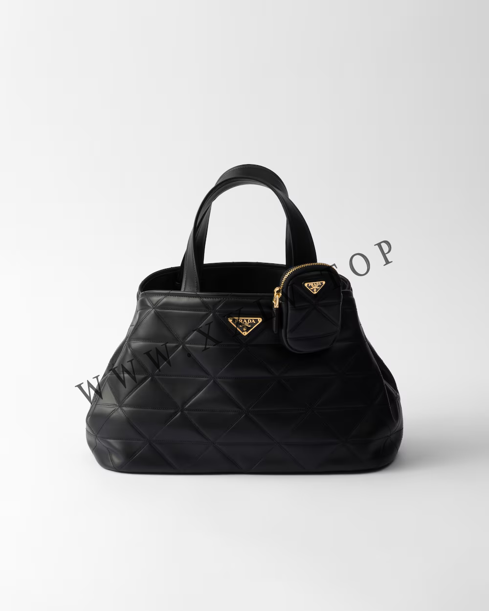 Medium leather tote bag with stitching - Image 5