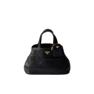 Medium leather tote bag with stitching