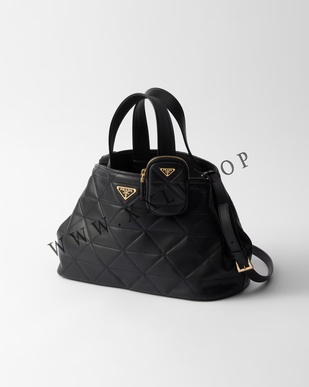Medium leather tote bag with stitching - Image 4