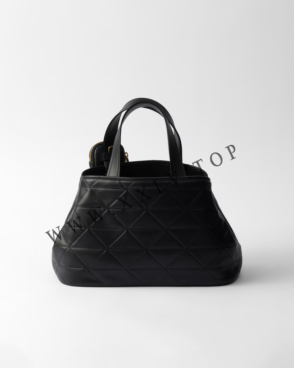 Medium leather tote bag with stitching - Image 3