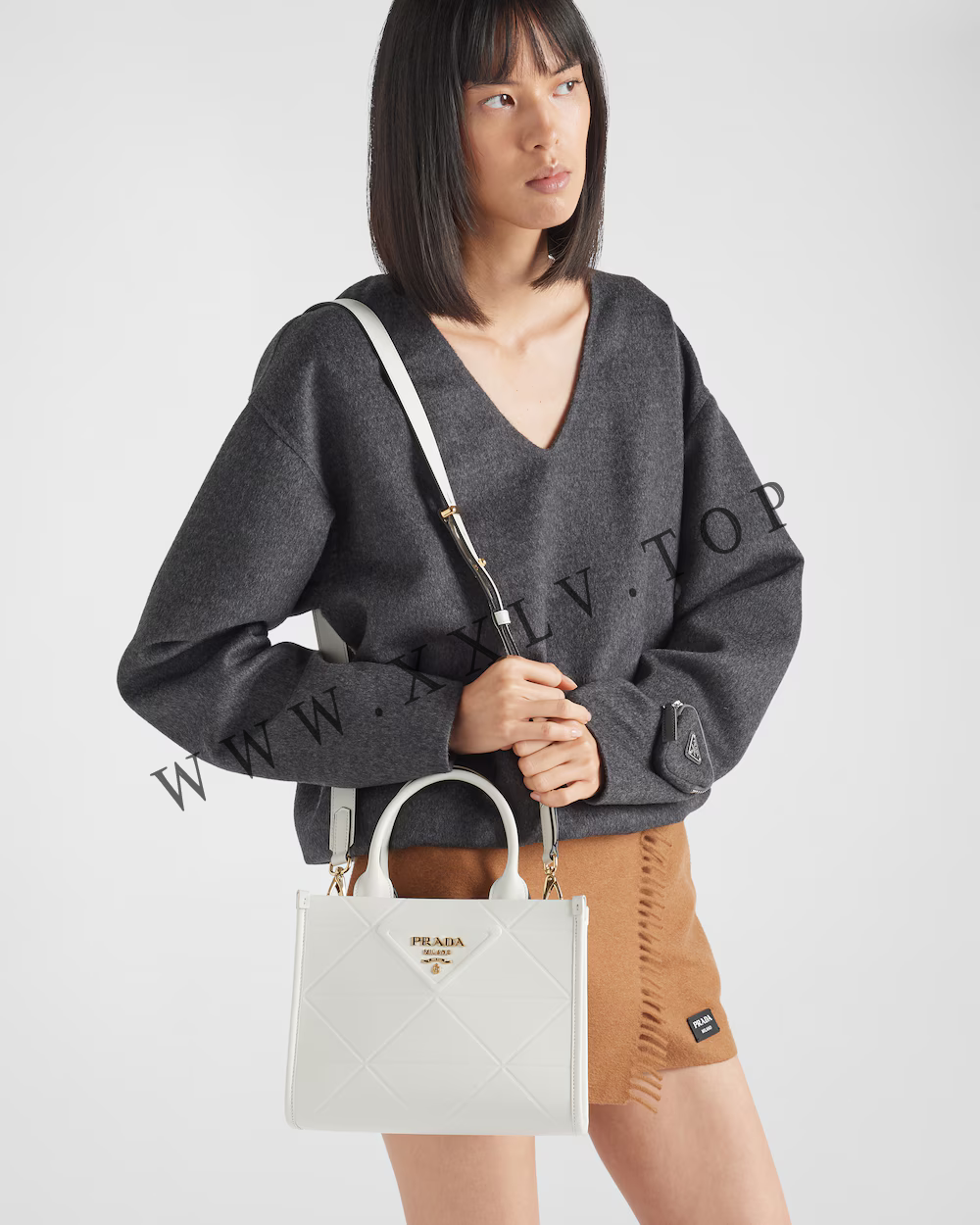 Mini Prada Symbole leather bag with stitching - Image 3