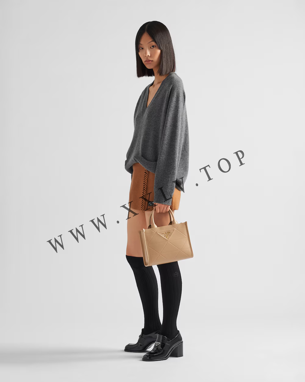 Mini Prada Symbole leather bag with stitching - Image 4