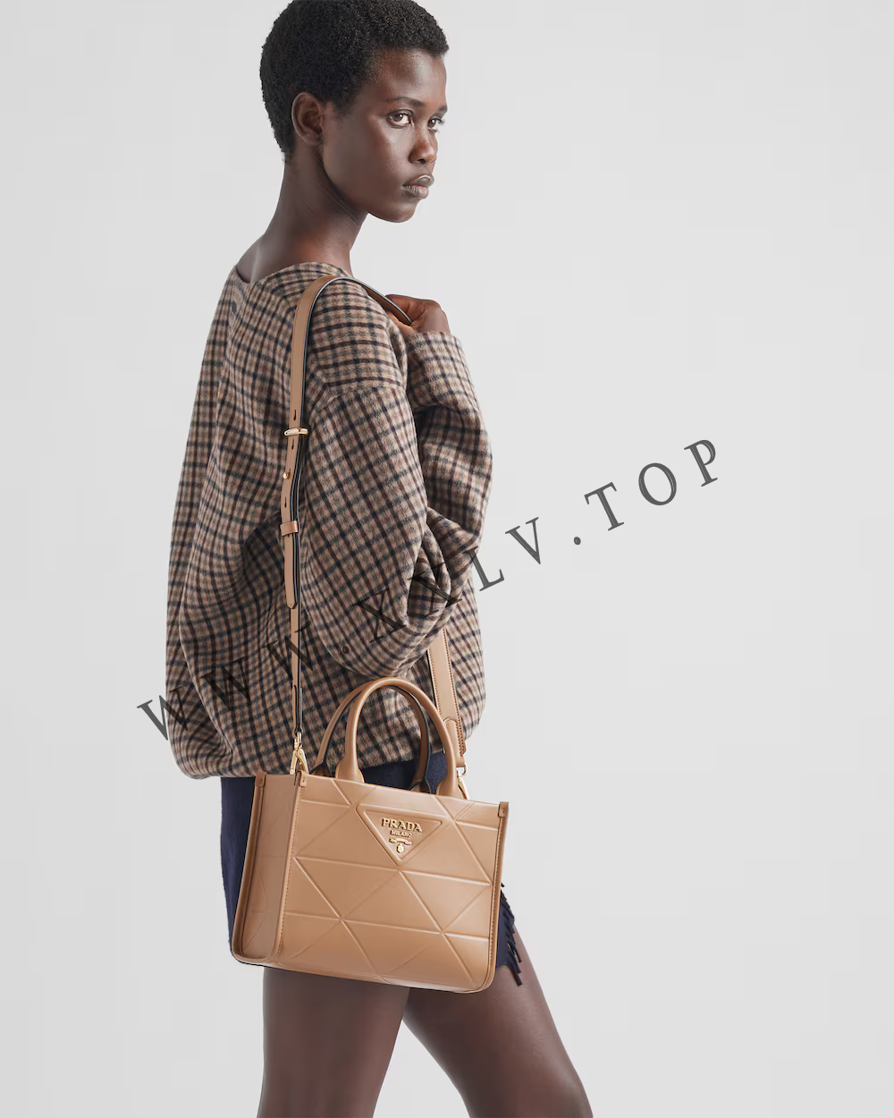 Mini Prada Symbole leather bag with stitching - Image 5