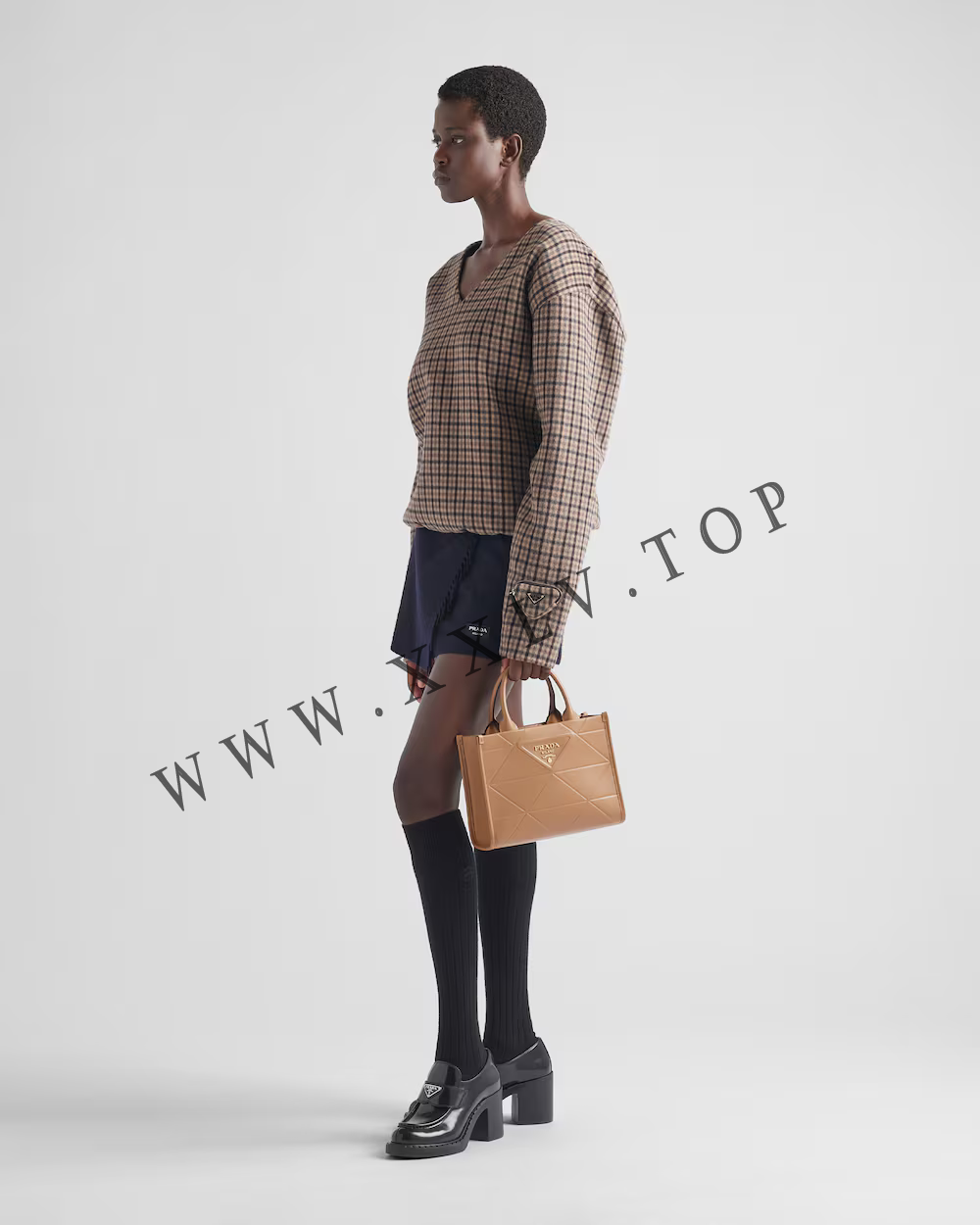 Mini Prada Symbole leather bag with stitching - Image 4