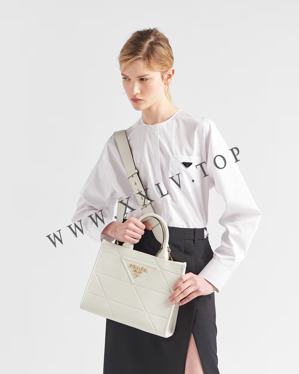Small leather Prada Symbole bag with topstitching - Image 3