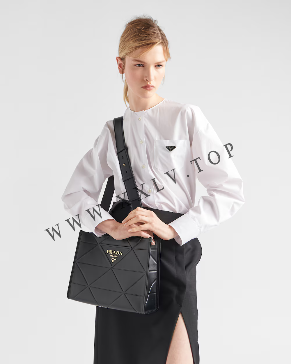 Small leather Prada Symbole bag with topstitching - Image 4