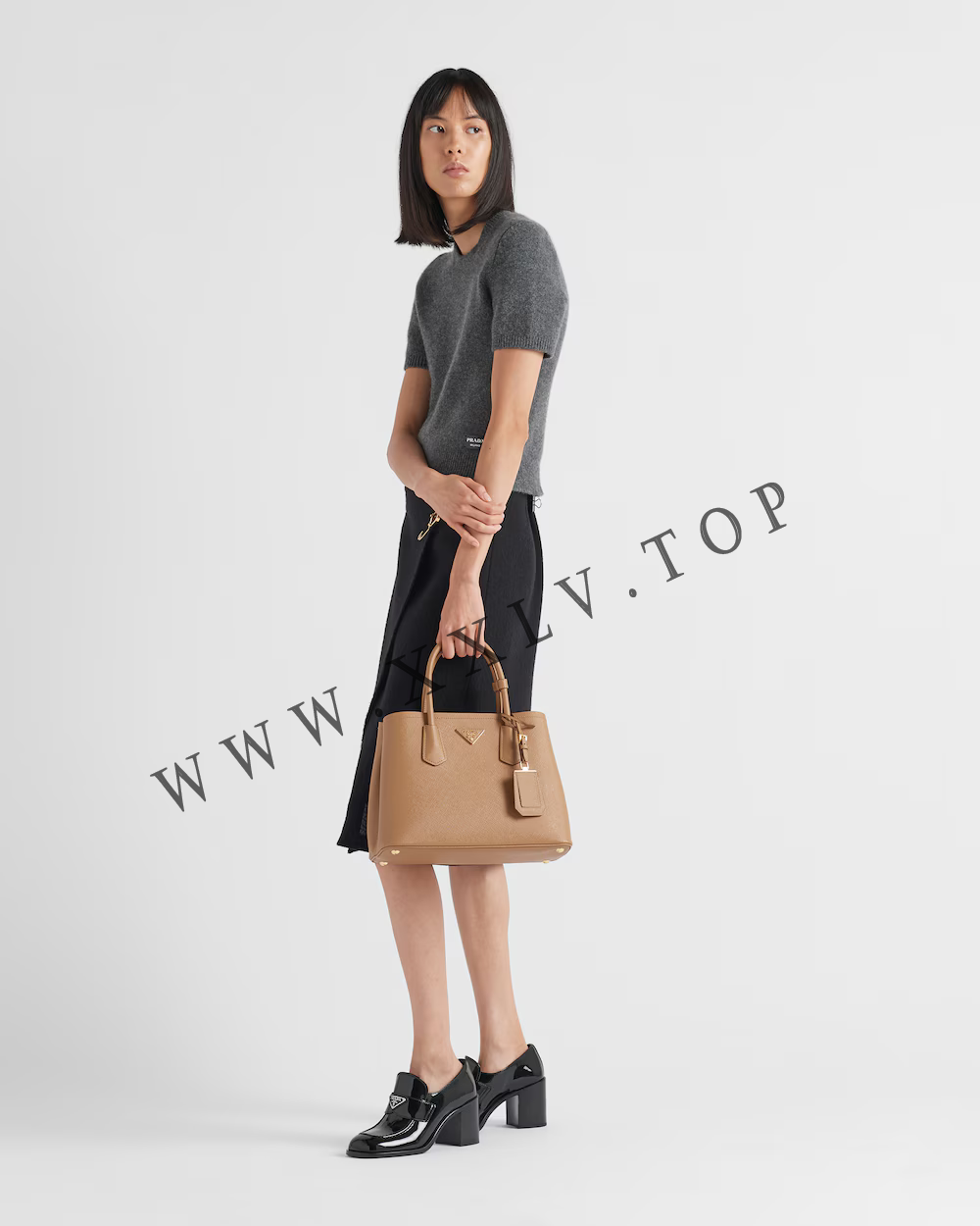 Small Saffiano Leather Double Prada Bag - Image 5