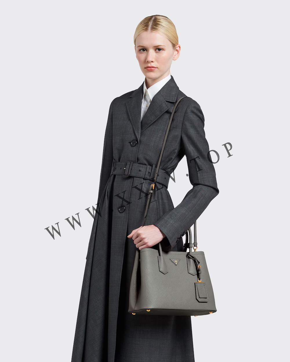 Small Saffiano Leather Double Prada Bag - Image 5